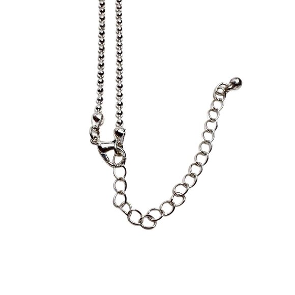 Purple Patina Floral Pendant Medallion Ball Chain Shiny Silver Tone Handmade - Picture 5 of 10